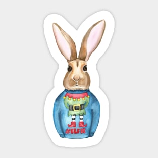 Rabbit wearing Christmas jumper Sticker